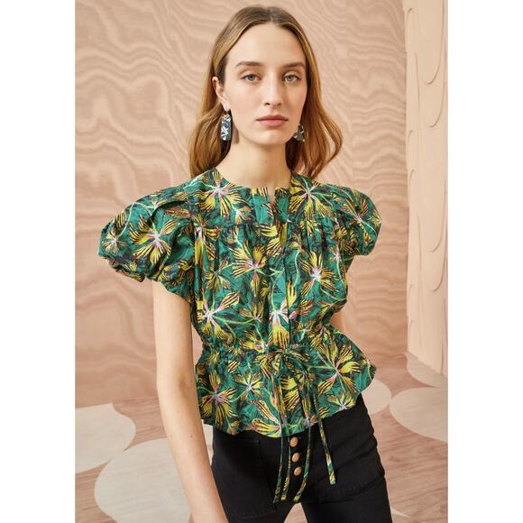 NWT Ulla Johnson Button Down Short Puff Sleeve Tigerlily Mila Top Womens 4 - Picture 1 of 8